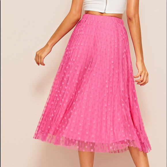 Polka Dot Mesh Skirt - Picture 2 of 3